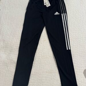 Adidas Kids Black Joggers with White Stripes